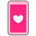 phone, heart, love, valentine, wedding, sticker, cute