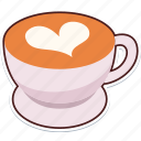 hot, coffee, heart, love, valentine, wedding, sticker, cute