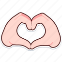 two, hand, heart, love, valentine, wedding, sticker, cute