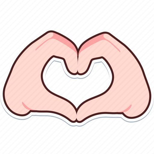 Two, hand, heart, love, valentine, wedding, sticker sticker - Download on Iconfinder