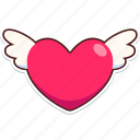 heart, wing, love, valentine, wedding, sticker, cute