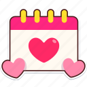 calendar, heart, love, valentine, wedding, sticker, cute