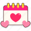 calendar, heart, love, valentine, wedding, sticker, cute 
