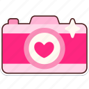 camera, heart, love, valentine, wedding, sticker, cute
