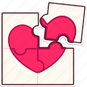 puzzle, heart, love, valentine, wedding, sticker, cute