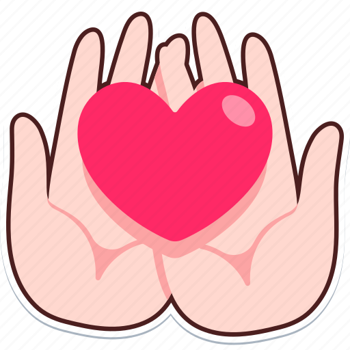 Two, hand, holding, heart sticker - Download on Iconfinder