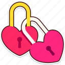 two, locker, heart, love, valentine, wedding, sticker, cute
