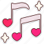 two, music, notes, heart, love, valentine, wedding, sticker, cute 