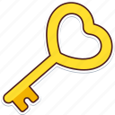 key, heart, love, valentine, wedding, sticker, cute