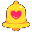 bell, heart, love, valentine, wedding, sticker, cute