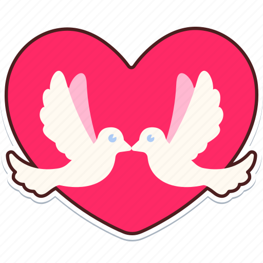 Birds, two, with, heart sticker - Download on Iconfinder