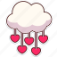 cloud, heart, drop, love, valentine, wedding, sticker, cute 