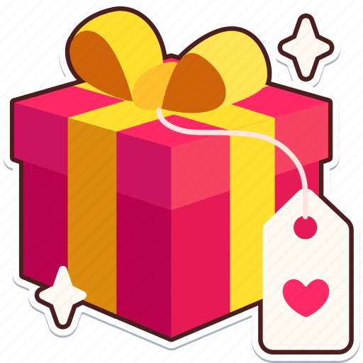 Gift, box, heart, tag, love, valentine, wedding sticker - Download on Iconfinder