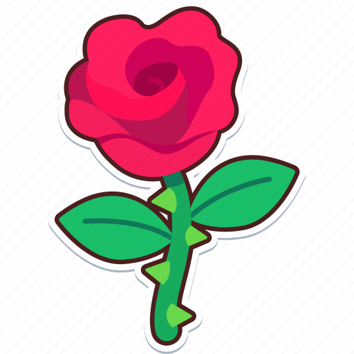 Rose, love, valentine, wedding, sticker, cute, leaves sticker - Download on Iconfinder