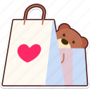 bag, shopping, heart, love, valentine, wedding, sticker, cute