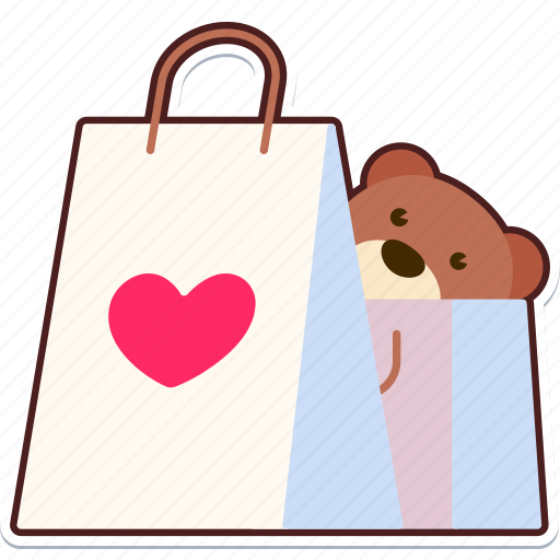Bag, shopping, heart, love, valentine, wedding, sticker sticker - Download on Iconfinder