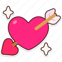 heart, with, arrow, love, valentine, wedding, sticker, cute