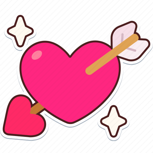 Heart, with, arrow, love, valentine, wedding, sticker sticker - Download on Iconfinder