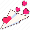 paper, plane, heart, love, valentine, wedding, sticker, cute