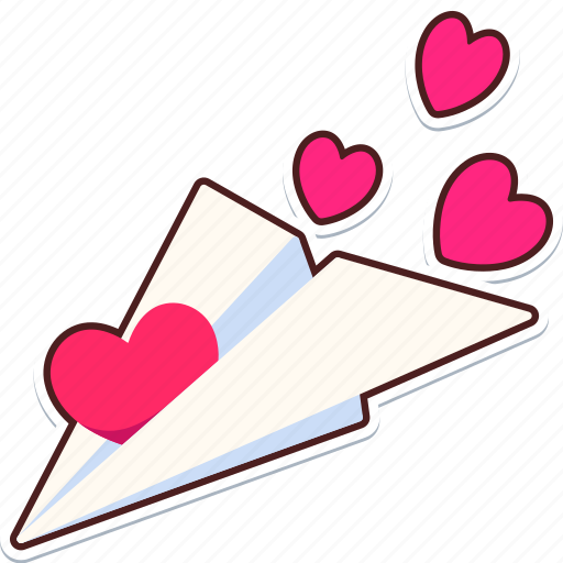 Paper, plane, heart, love, valentine, wedding, sticker sticker - Download on Iconfinder