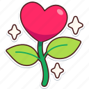 flower, plant, heart, love, valentine, wedding, sticker, cute