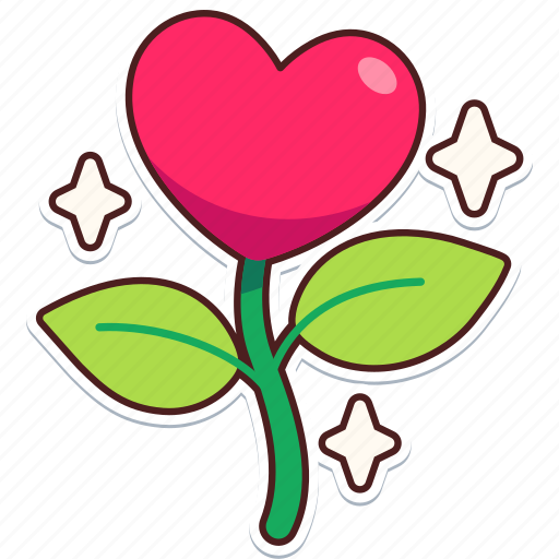 Flower, plant, heart, love, valentine, wedding, sticker sticker - Download on Iconfinder