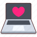 laptop, notebook, heart, love, valentine, wedding, sticker, cute
