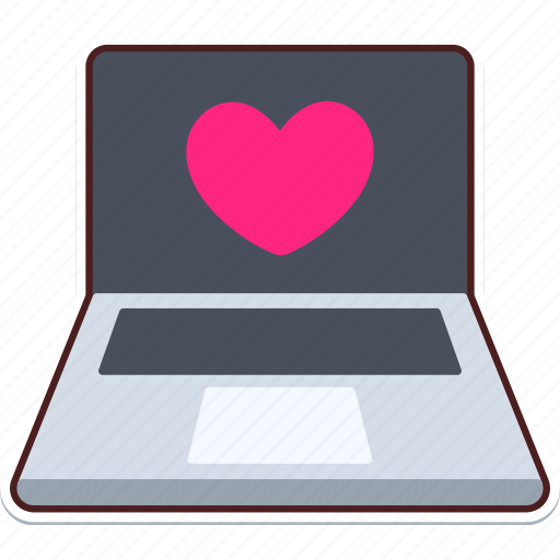 Laptop, notebook, heart, love, valentine, wedding, sticker sticker - Download on Iconfinder