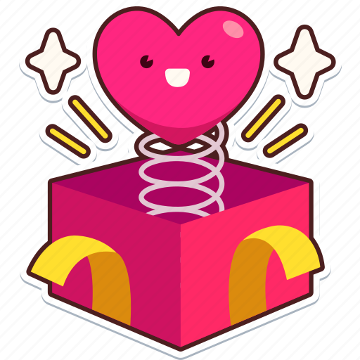 Gift, box, with, heart, pop, up, love sticker - Download on Iconfinder