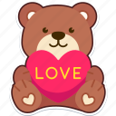 heart, bear, love, valentine, wedding, sticker, cute