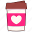 hot, take, away, coffee, heart, love, valentine, wedding, sticker 