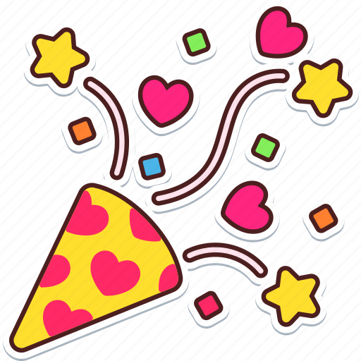 Party, popper, cone, love, valentine, wedding, sticker sticker - Download on Iconfinder