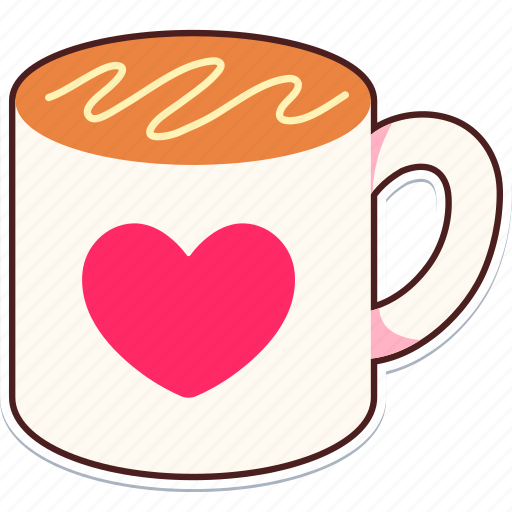 Mug, heart, love, valentine, wedding, sticker, cute sticker - Download on Iconfinder