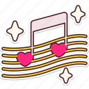music, notes, heart, love, valentine, wedding, sticker, cute