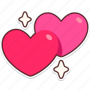 two, heart, love, valentine, wedding, sticker, cute