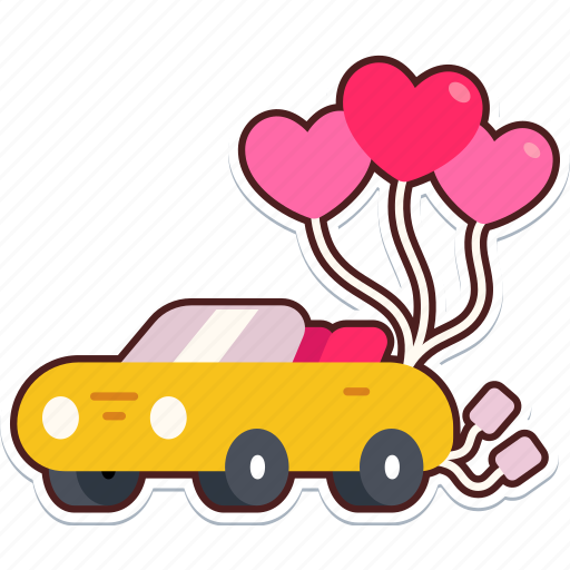 Wedding, car, love, valentine, sticker, cute sticker - Download on Iconfinder
