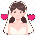 woman, inlove, love, valentine, wedding, sticker, cute