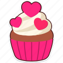 cup, cake, heart, love, valentine, wedding, sticker, cute