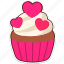 cup, cake, heart, love, valentine, wedding, sticker, cute 