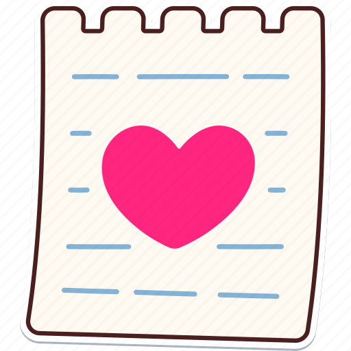 Heart, on, paper, note, love, valentine, wedding sticker - Download on Iconfinder