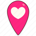 location, pin, heart, love, valentine, wedding, sticker, cute