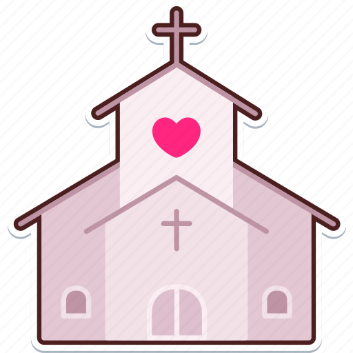 Church, heart, love, valentine, wedding, sticker, cute sticker - Download on Iconfinder