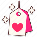 tag, heart, love, valentine, wedding, sticker, cute