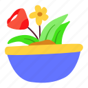 bowl, flower, pot, romance, sweet