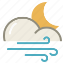 moon, night, wind, cloud, cloudy, forecast, weather