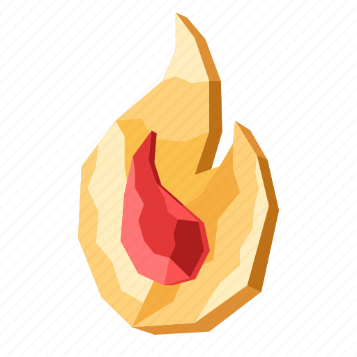Fire, flame, light, burn, gold, lowpoly icon - Download on Iconfinder