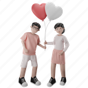 couple carrying a pair of heart shaped balloons, dating, couple, heart balloons, love balloons, couple in love, valentine’s day, relationship, love 