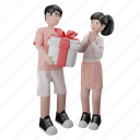 man is giving a gift to his girlfriend, gift, present, surprise, special, couple in love, valentine’s day, dating, relationship 
