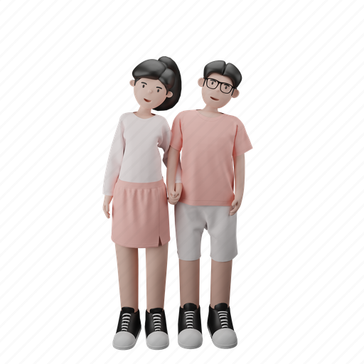 Couple holding hands, couple, holding hands, dating, happy, couple in love, valentine’s day 3D illustration - Download on Iconfinder