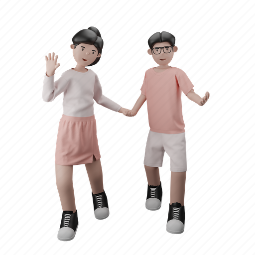 Couple holding hands while greeting, couple, holding hands, dating, happy, couple in love, valentine’s day 3D illustration - Download on Iconfinder